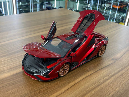 1/18 Diecast Lamborghini Sian FKP 37 Red  Bburago Scale Model Car
