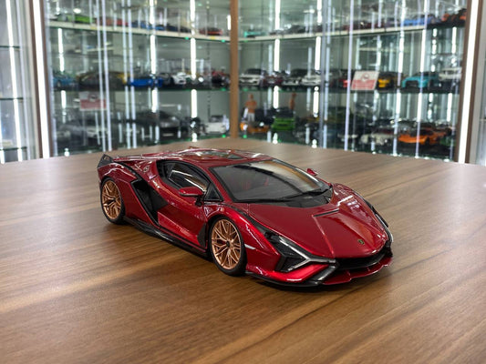 1/18 Diecast Lamborghini Sian FKP 37 Red  Bburago Scale Model Car