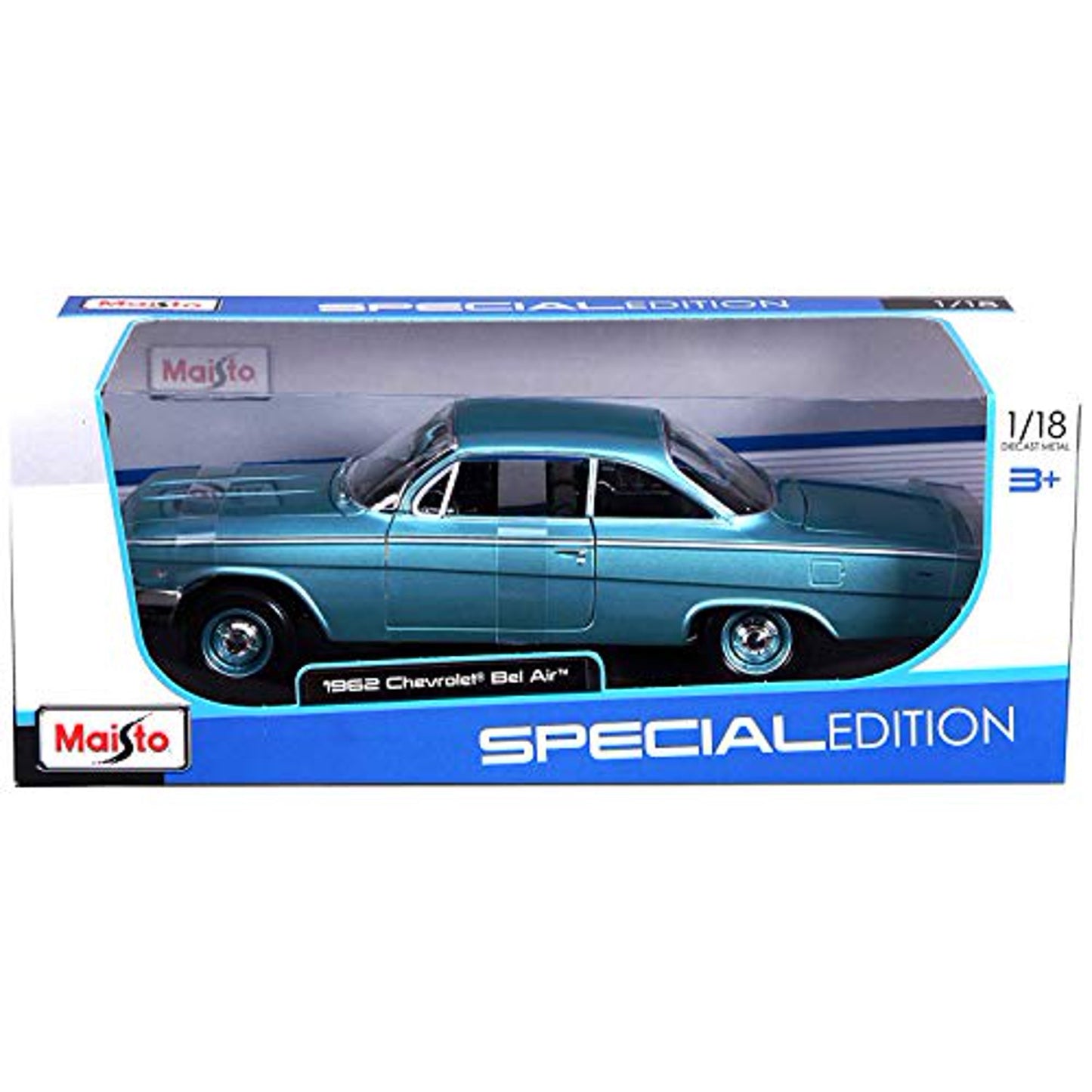 1962 Chevrolet Bel Air Light blue 1/18 Diecast Model car by Maisto