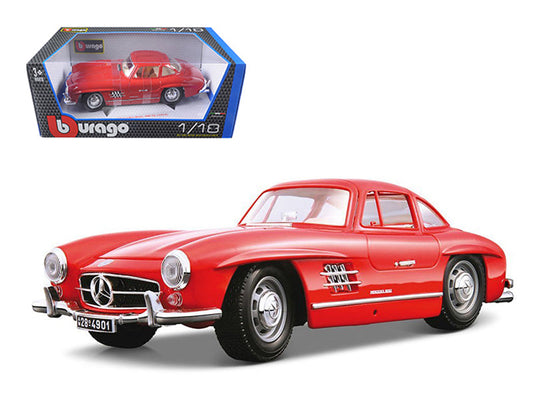 1/18 Diecast 1954 Mercedes Benz 300SL Gullwing Red Bburago Scale  Model Car