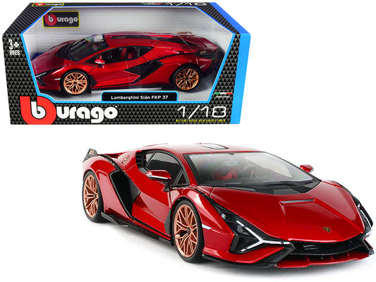 1/18 Diecast Lamborghini Sian FKP 37 Red  Bburago Scale Model Car