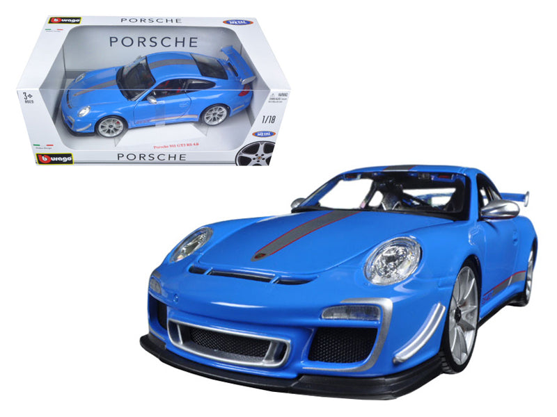 1/18 Diecast Porsche 911 GT3 RS 4.0 Blue Bburago Scale Model Car