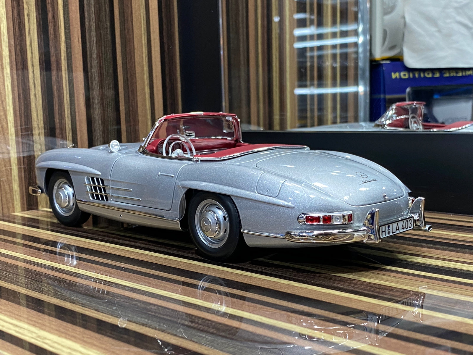 1/18 Diecast Mercedes-Benz 300SL Roadster 1957 Silver Model car by Norev