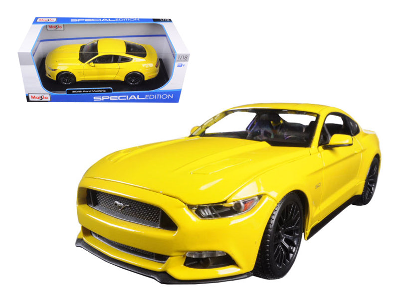 2015 Ford Mustang GT 5.0 Yellow 1/18 Diecast Model Car by Maisto - dturman.com