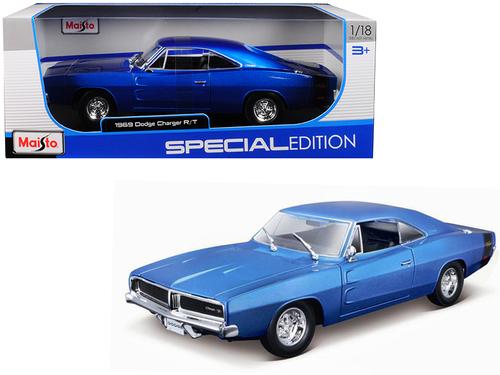 1969 Dodge Charger R/T Metallic Blue 1/18 Diecast Model Car by Maisto