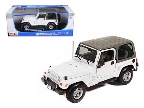1/18 Diecast Jeep Wrangler Sahara White Scale Model car by Maisto