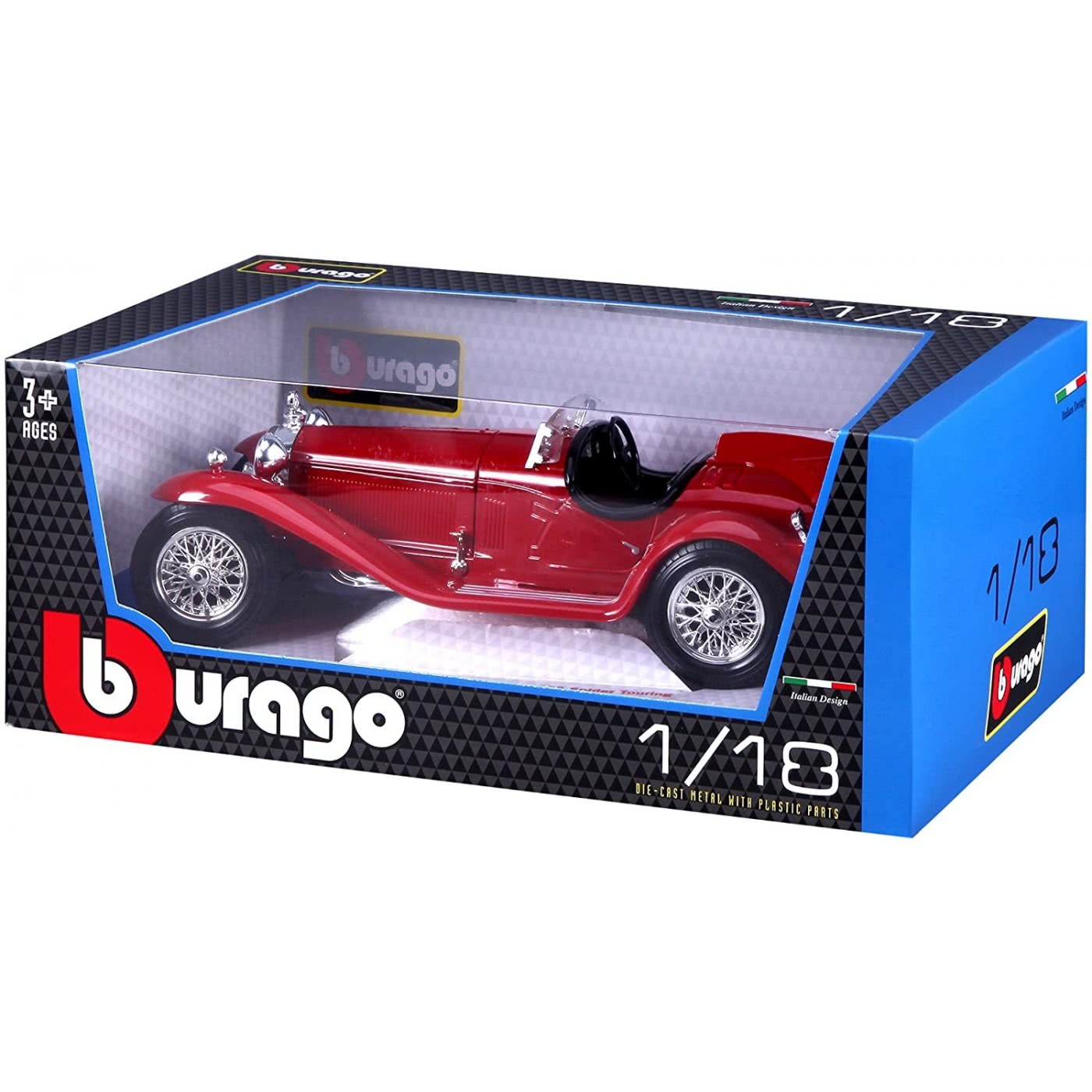 1/8 Diecast Alfa Romeo 8C 2300 Spider Turing Red Bburago Scale Model Car