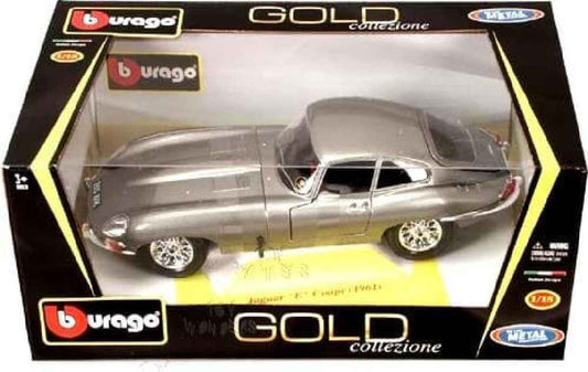 Jaguar E-Type Coupe Silver 1/18 Diecast car by Bburago