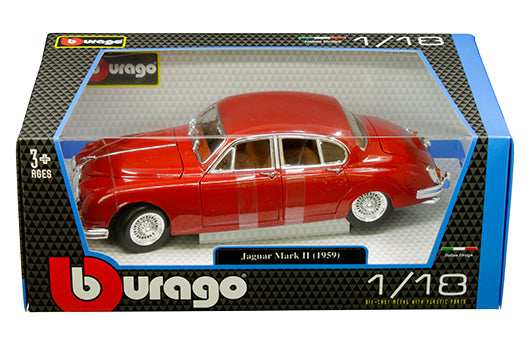 1/18 Diecast 1959 Jaguar Mark II Red Bburago Scale Model car