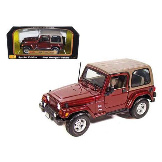 1/18 Diecast Jeep Wrangler Sahara Red Miniature Model car by Maisto