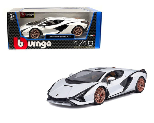 1/18 Diecast Lamborghini Sian FKP 37 White  Bburago Scale Model Car