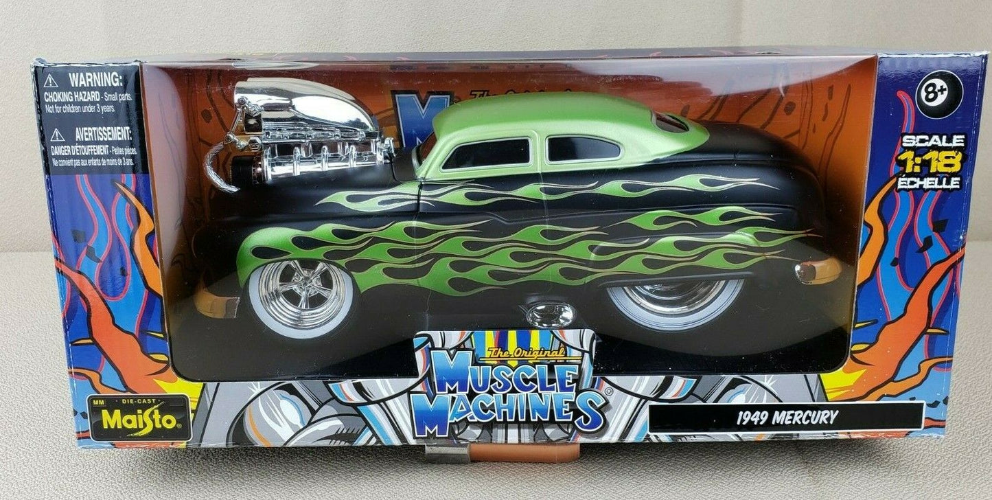 1949 Mercury Green Flames Muscle Machines by Maisto