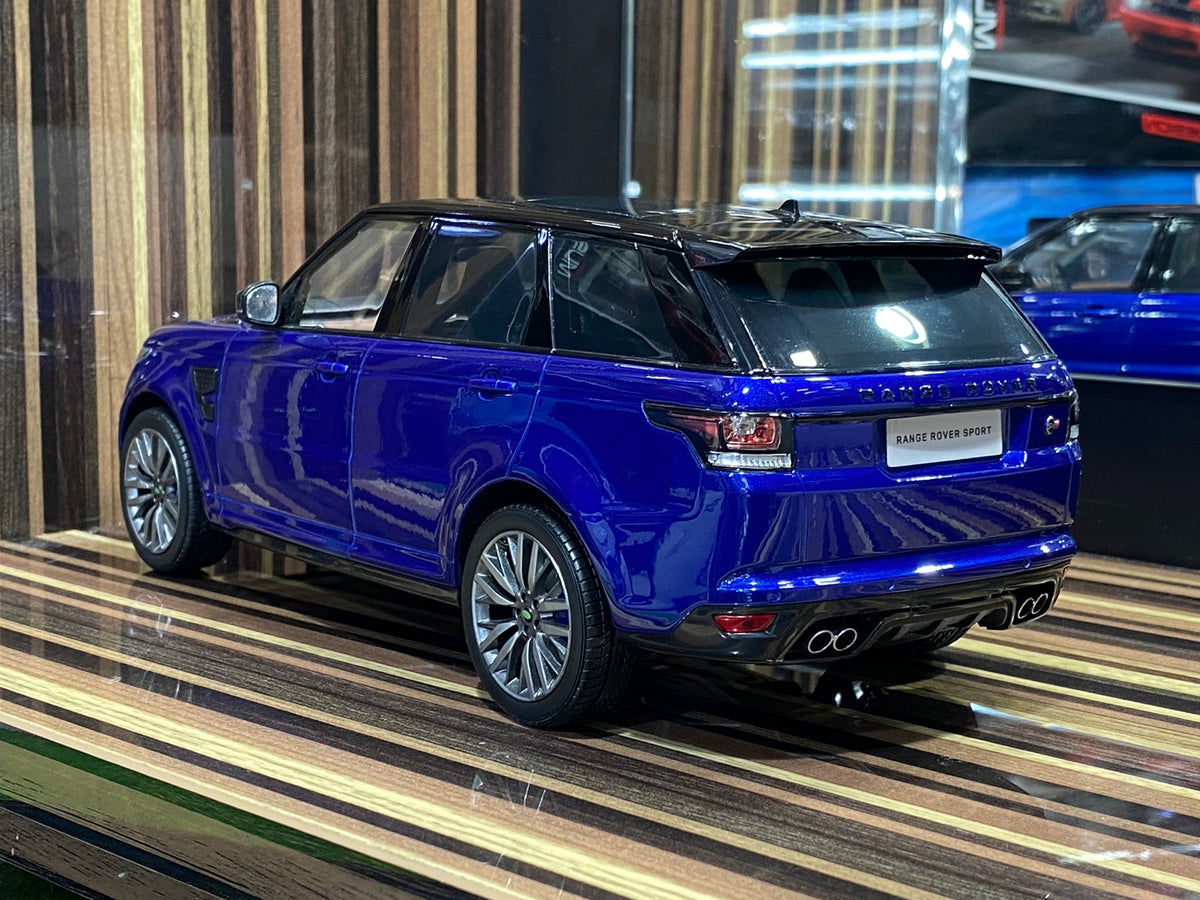 Lange Rover Scale 1/18 Diecast Land Rover Range Rover Sport SVR Blue Kyosho Scale Model ...