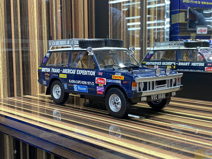 1/18 Diecast Land Rover Range Rover "The British Trans-Americas Expedition" 1971-1972 Blue Almost Real Model Car