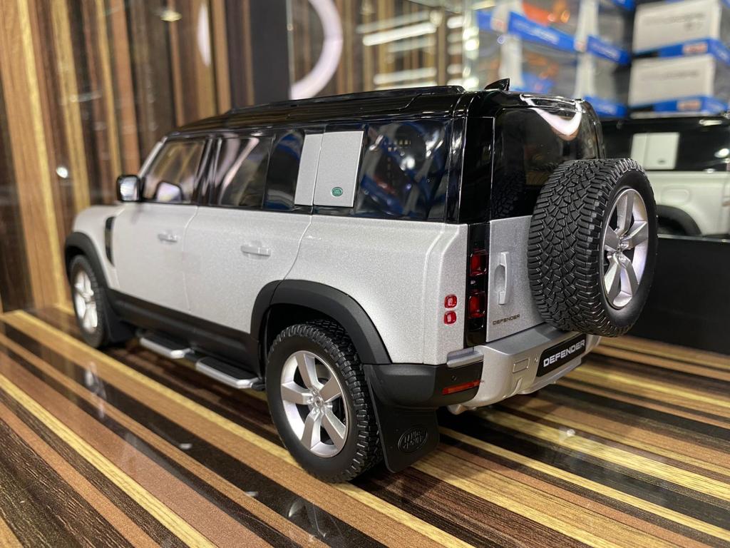 1/18 Diecast Land Rover Defender 110 Silver Almost Real Scale Model Ca ...