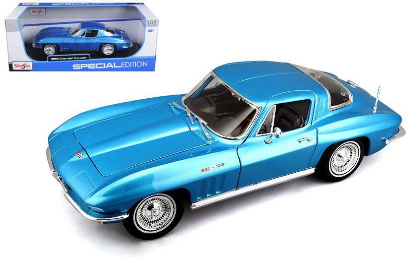 1/18 Diecast 1965 Chevrolet Corvette Maisto Blue Scale Model Car