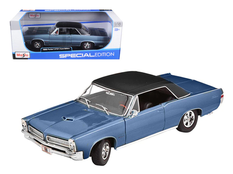 1/18 Diecast Pontiac GTO 1965 Blue Scale Model Car by Maisto