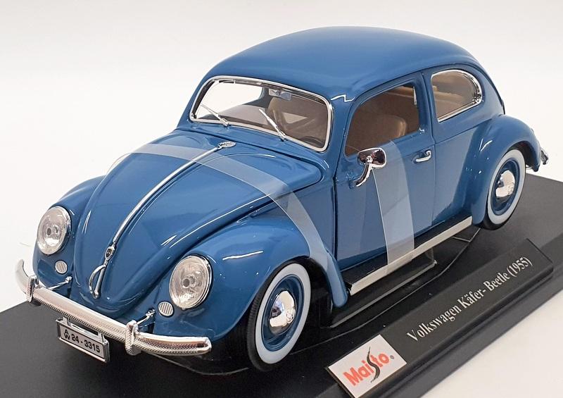 1955 VW VOLKSWAGEN Beetle Kafer Blue 1/18 Diecast Model Car Maisto