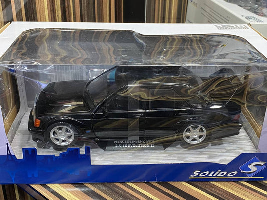 1/18 Diecast Mercedes-Benz 190E Black Solido Scale Model Car