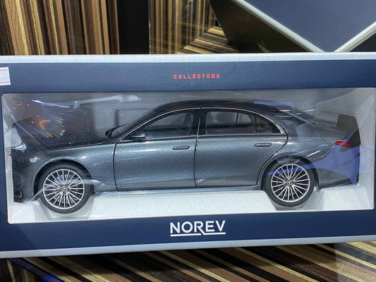1/18 Diecast Mercedes-Benz S-Class AMG Line 2021 Grey Norev Scale Model Car