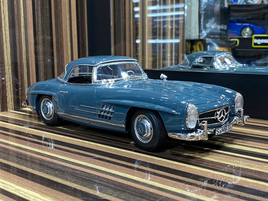 1/18 Diecast Mercedes-Benz 300SL Roadster Blue Norev Scale Model Car