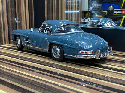 1/18 Diecast Mercedes-Benz 300SL Roadster Blue Norev Scale Model Car