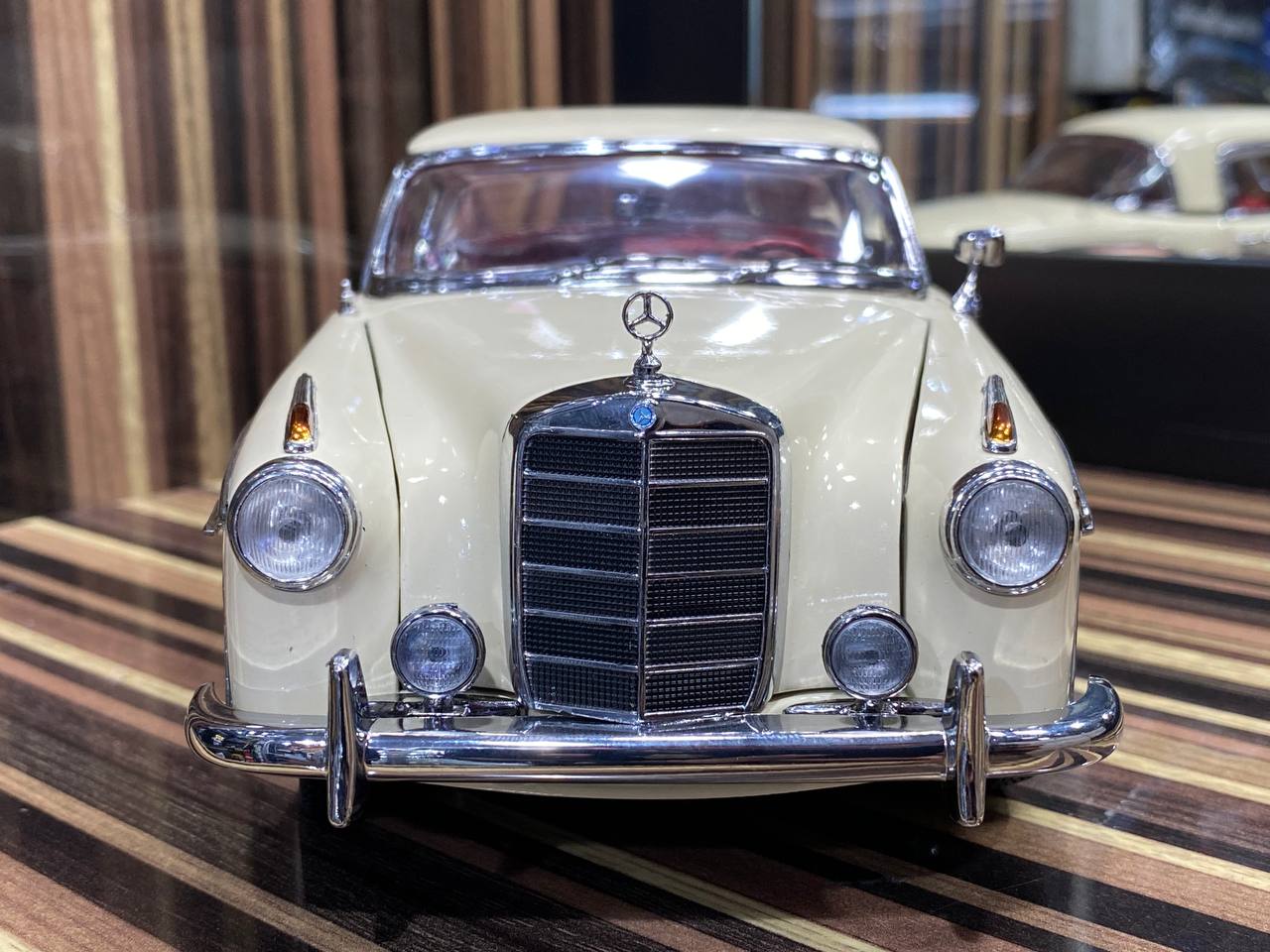 1/18 Diecast Mercedes-Benz 220SE Coupe (W128) Beige & Pink Norev Scale Model Car