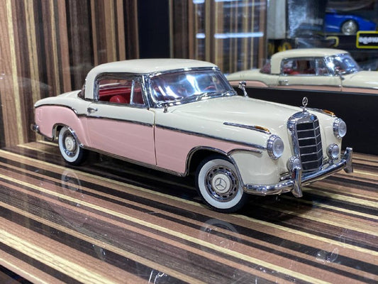 1/18 Diecast Mercedes-Benz 220SE Coupe (W128) Beige & Pink Norev Scale Model Car