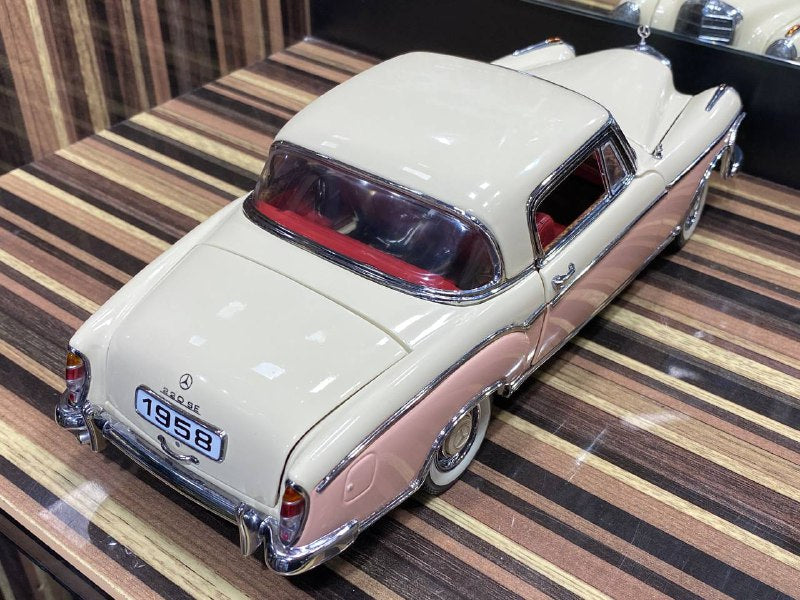 1/18 Diecast Mercedes-Benz 220SE Coupe (W128) Beige & Pink Norev Scale Model Car