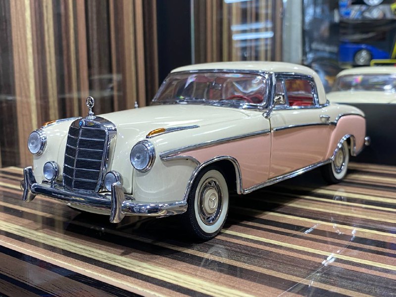 1/18 Diecast Mercedes-Benz 220SE Coupe (W128) Beige & Pink Norev Scale Model Car