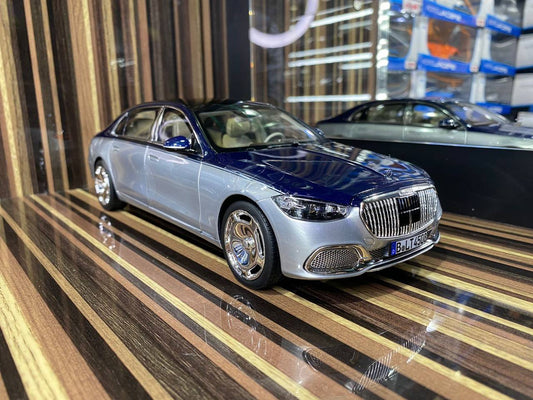 1/18 Diecast Mercedes-Maybach S-Class Silver & Blue Norev Scale Model Car