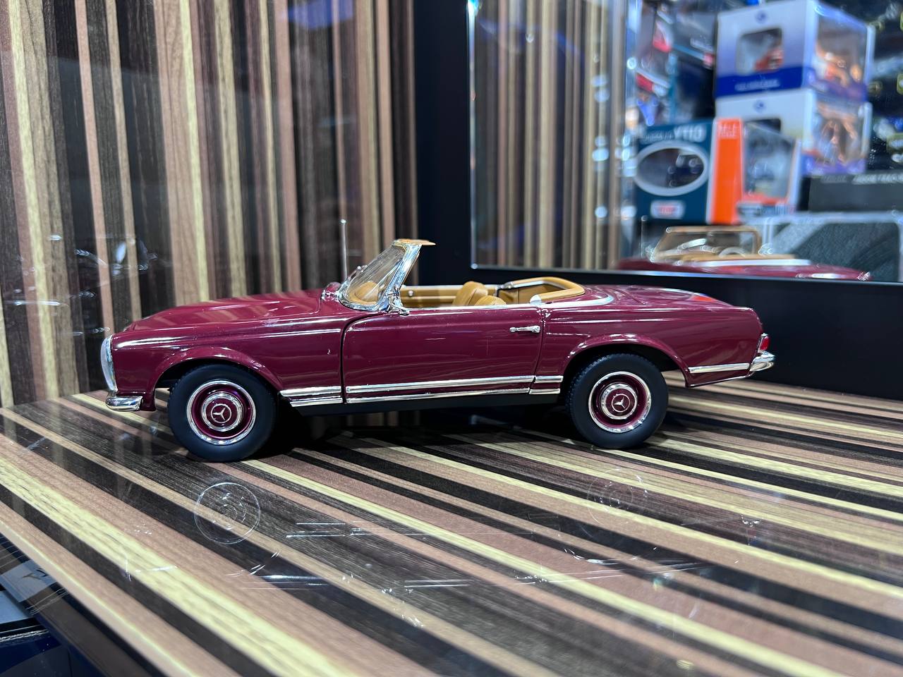 1/18 Diecast Mercedes-Benz 230SL Maroon Norev Scale Model Car