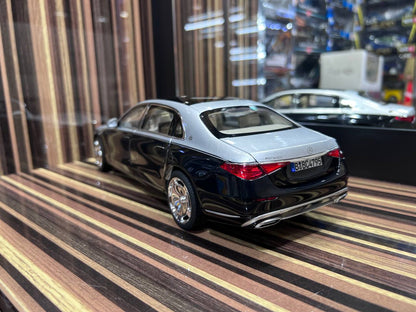 1/18 Diecast Mercedes-Maybach S-Class 2021 Silver & Black Norev Scale Model Car