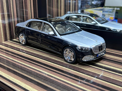 1/18 Diecast Mercedes-Maybach S-Class 2021 Silver & Black Norev Scale Model Car