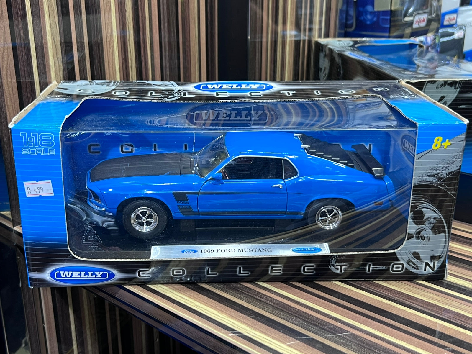 1/18 Diecast Ford Mustang 1969 Blue Model Car by Welly